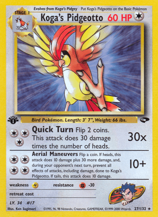 Koga's Pidgeotto — Gym Challenge Pokémon TCG card by Ken Sugimori