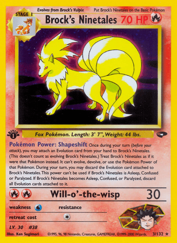 Brock's Ninetales — Gym Challenge Pokémon TCG card by Ken Sugimori