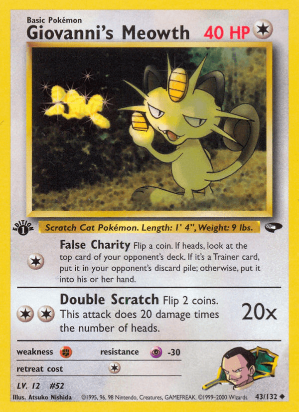 Giovanni's Meowth (43) — Gym Challenge Pokémon TCG card by Atsuko Nishida