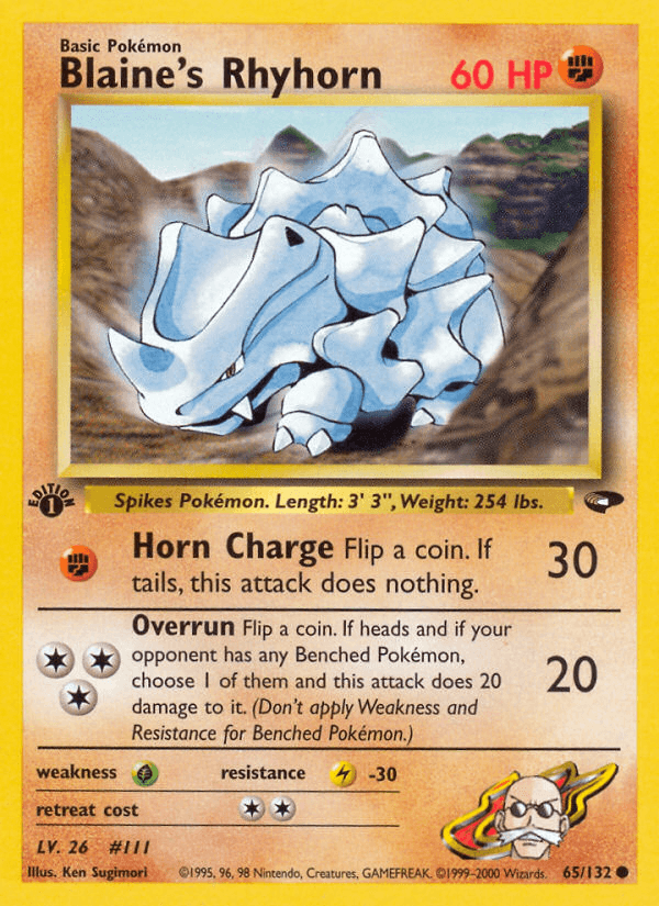 Blaine's Rhyhorn — Gym Challenge Pokémon TCG card by Ken Sugimori