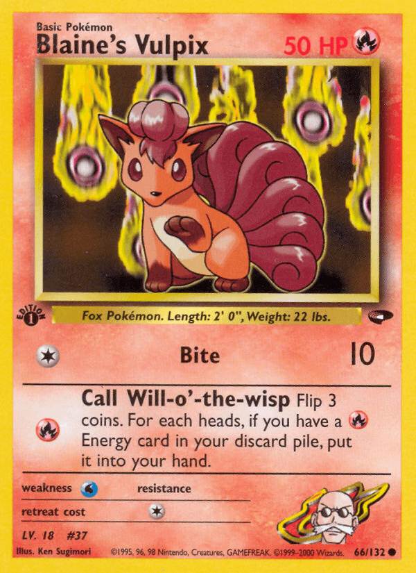 Blaine's Vulpix — Gym Challenge Pokémon TCG card by Ken Sugimori