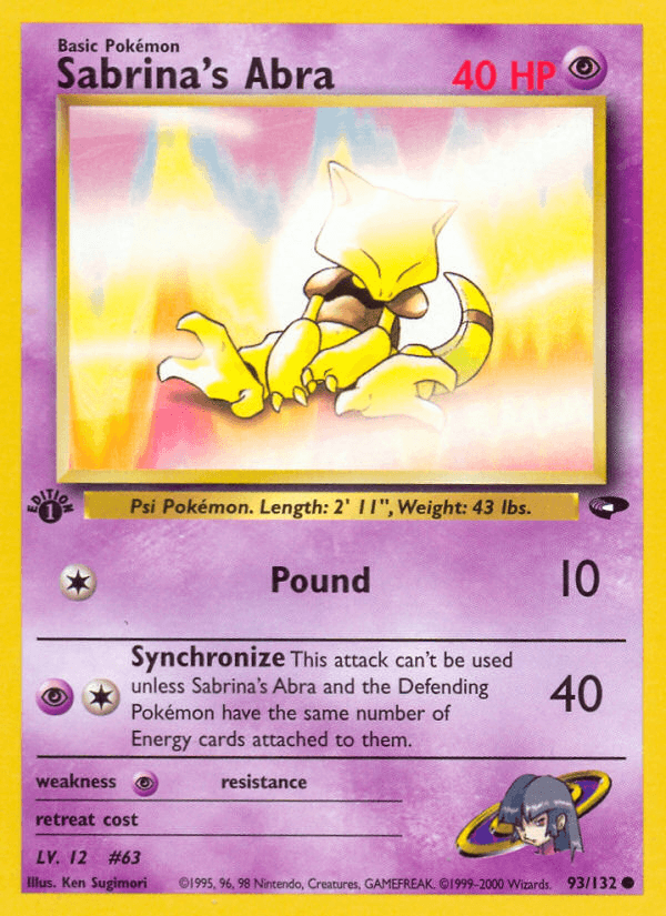 Sabrina's Abra — Gym Challenge Pokémon TCG card by Ken Sugimori