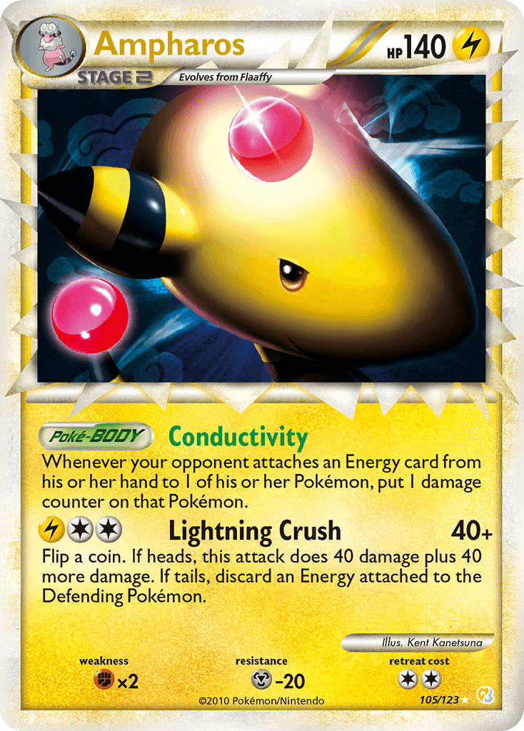 Ampharos (Prime) — HeartGold SoulSilver Pokémon TCG card by Kent Kanetsuna