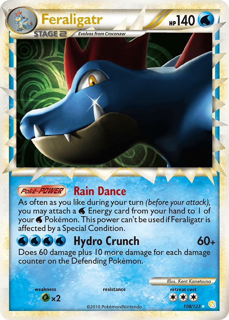 Feraligatr (Prime) — HeartGold SoulSilver Pokémon TCG card by Kent Kanetsuna
