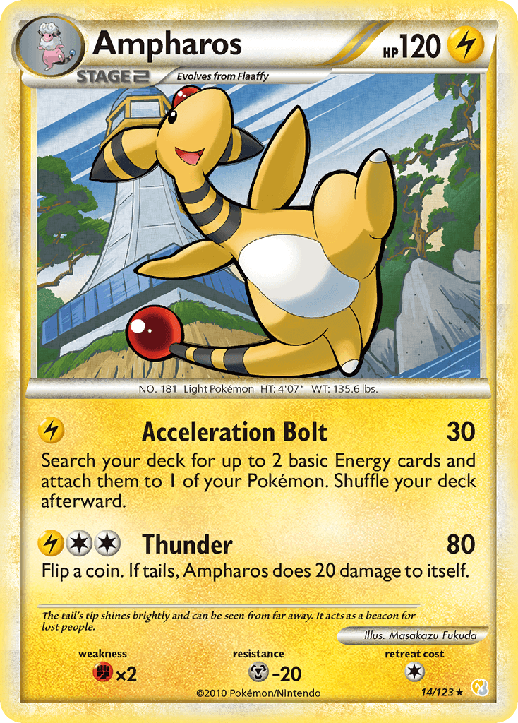 Ampharos — HeartGold SoulSilver Pokémon TCG card by Masakazu Fukuda