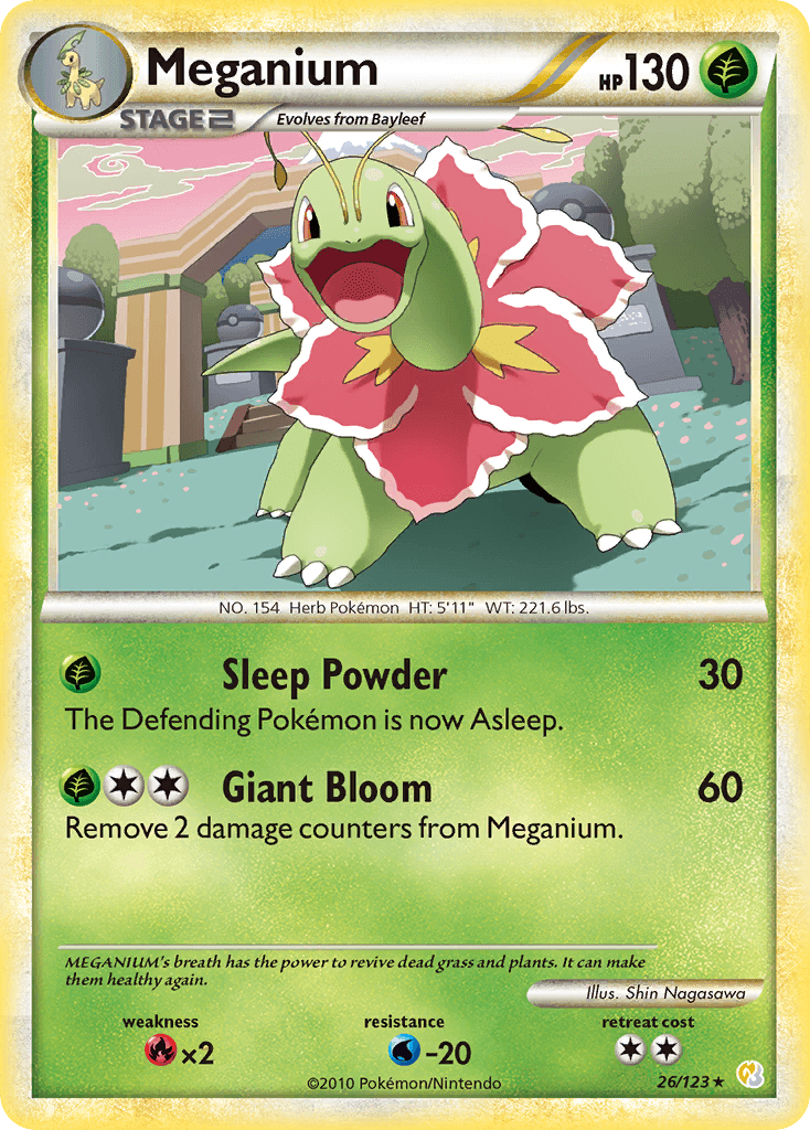 Meganium — HeartGold SoulSilver Pokémon TCG card by Shin Nagasawa
