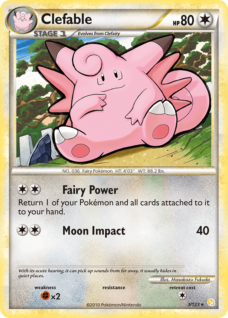 Clefable — HeartGold SoulSilver Pokémon TCG card by Masakazu Fukuda