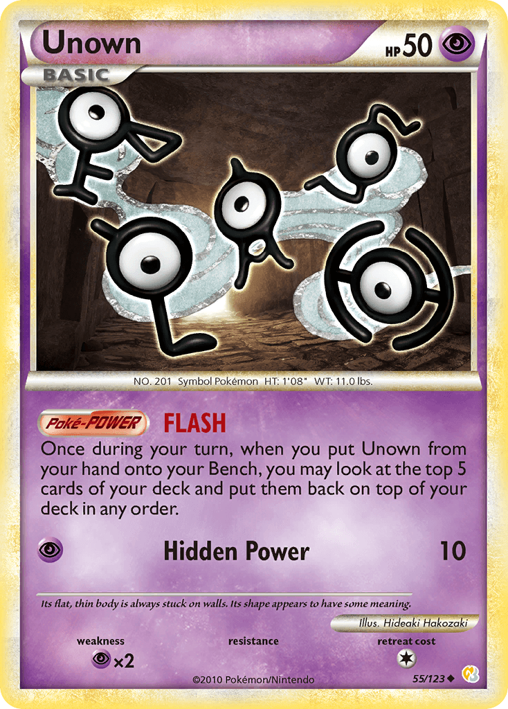 Unown (55) — HeartGold SoulSilver Pokémon TCG card by Hideaki Hakozaki