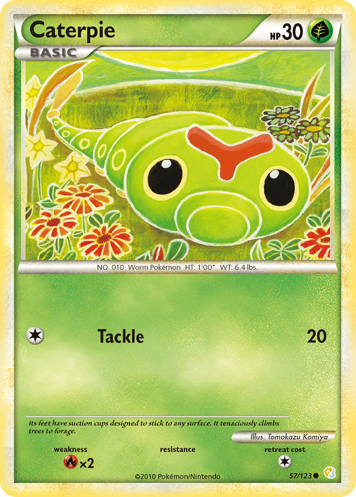 Caterpie — HeartGold SoulSilver Pokémon TCG card by Tomokazu Komiya