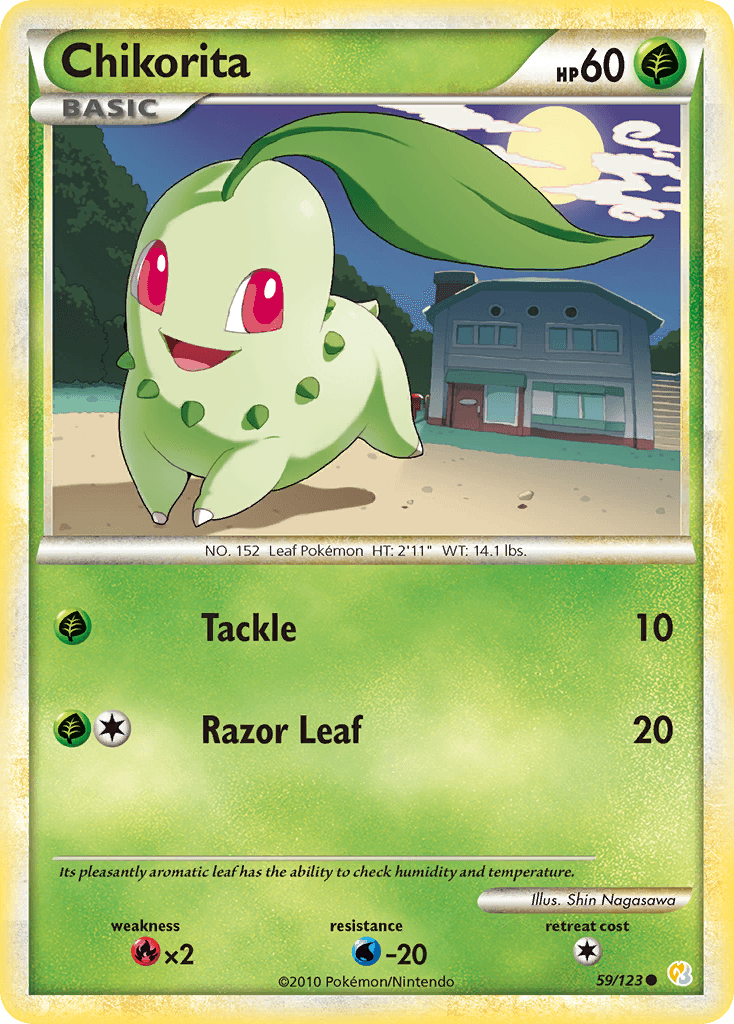 Chikorita — HeartGold SoulSilver Pokémon TCG card by Shin Nagasawa