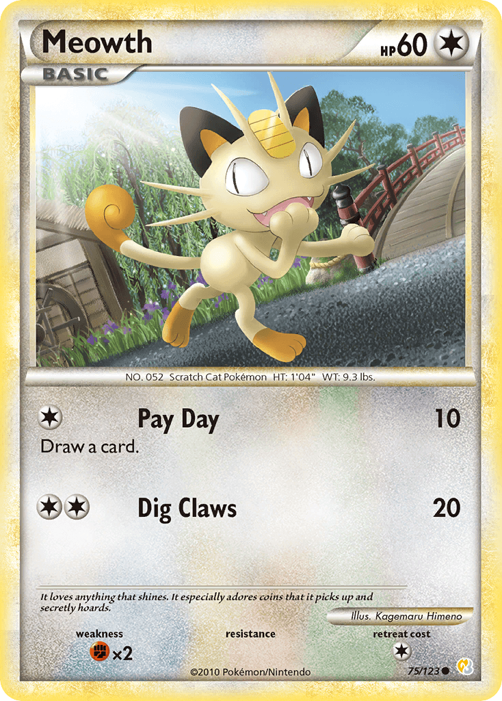 Meowth — HeartGold SoulSilver Pokémon TCG card by Kagemaru Himeno