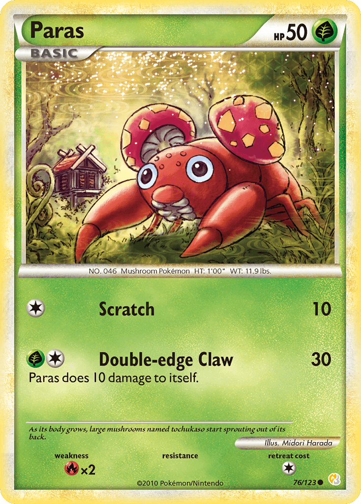 Paras — HeartGold SoulSilver Pokémon TCG card by Midori Harada
