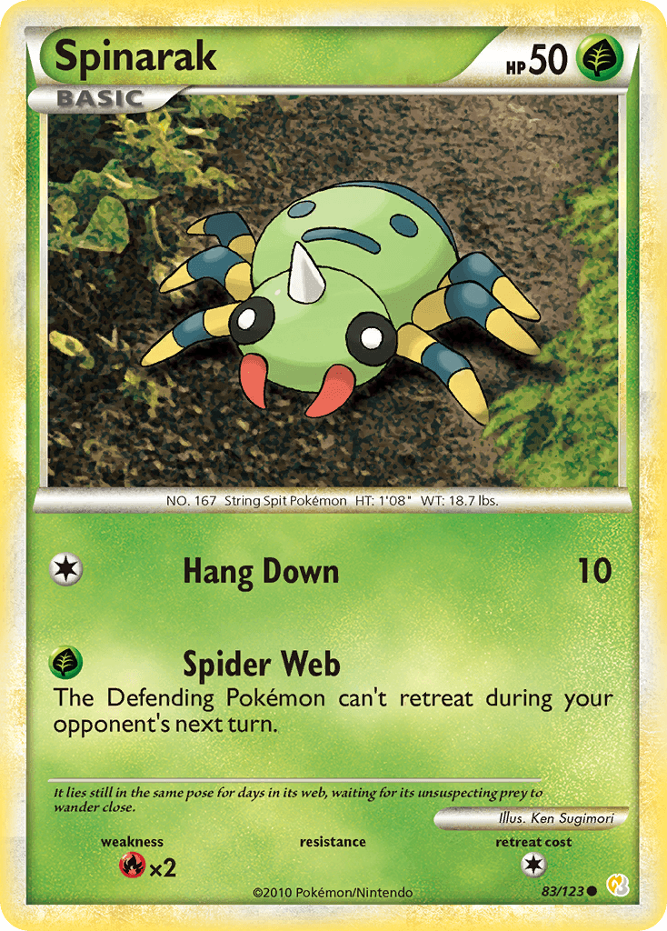 Spinarak — HeartGold SoulSilver Pokémon TCG card by Ken Sugimori