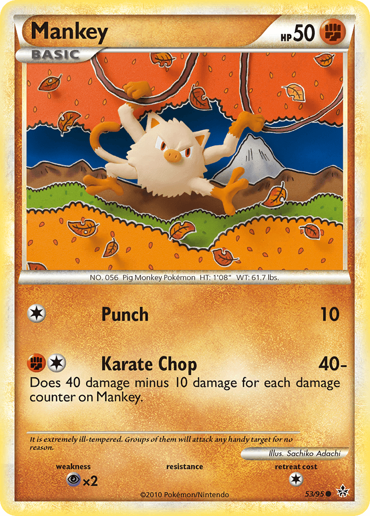 Mankey — Unleashed Pokémon TCG card by Sachiko Adachi