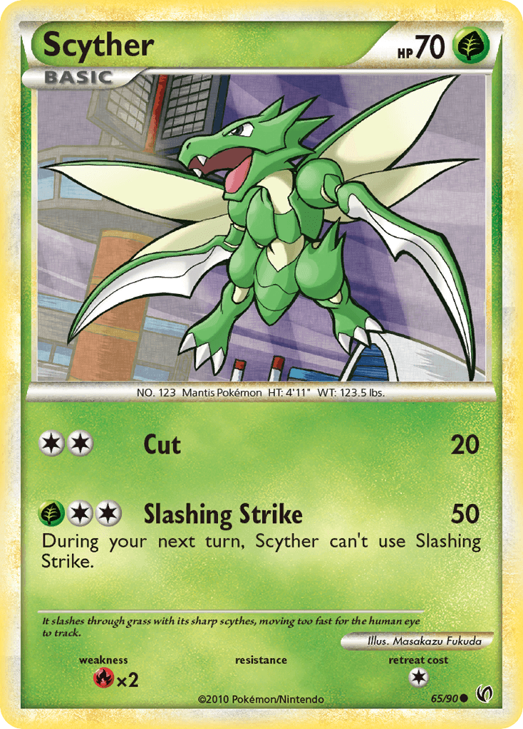 Scyther (65) — Undaunted Pokémon TCG card by Masakazu Fukuda