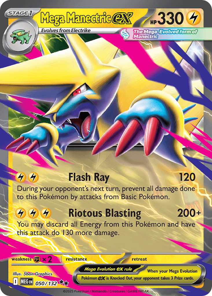 Mega Manectric ex - 050/132 — Prize Pack Series Cards Pokémon TCG card by 5ban Graphics