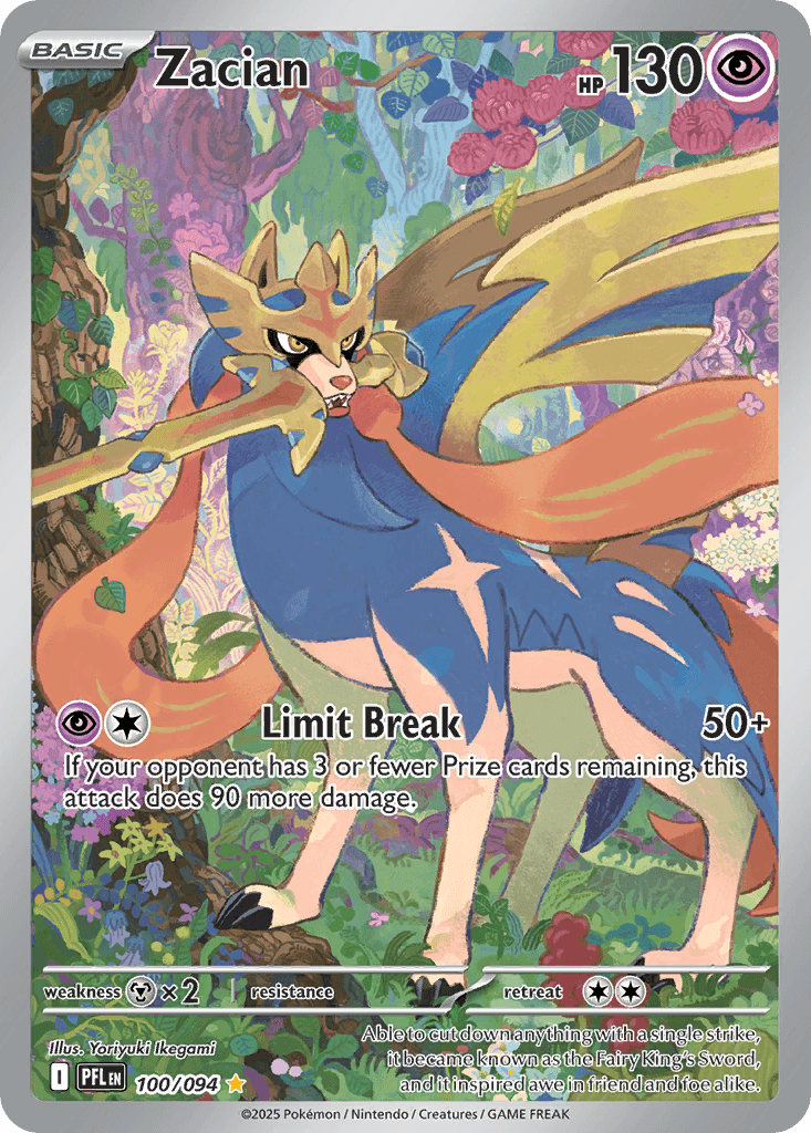Zacian - 100/094 — ME02: Phantasmal Flames Pokémon TCG card by Yoriyuki Ikegami