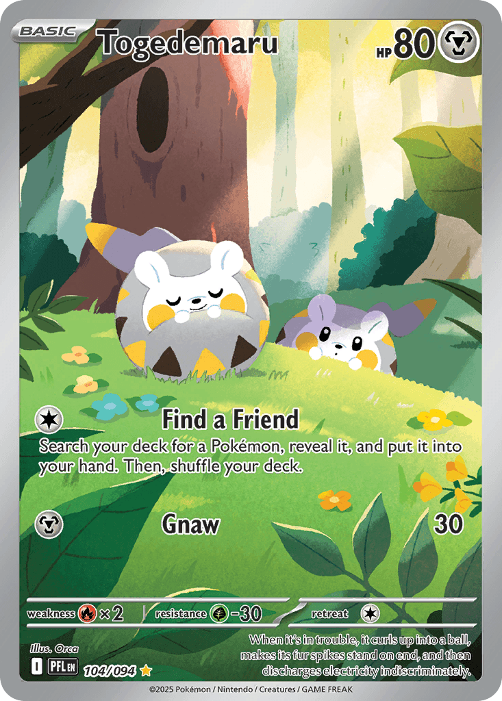 Togedemaru - 104/094 — ME02: Phantasmal Flames Pokémon TCG card by Orca