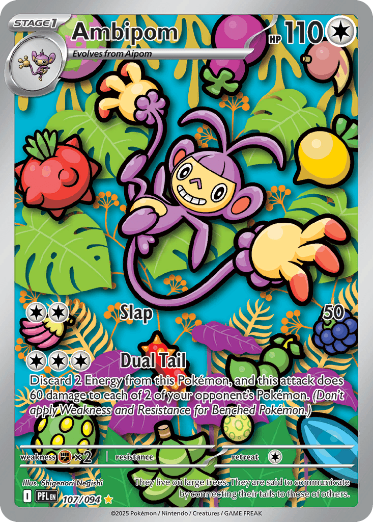 Ambipom - 107/094 — ME02: Phantasmal Flames Pokémon TCG card by Shigenori Negishi