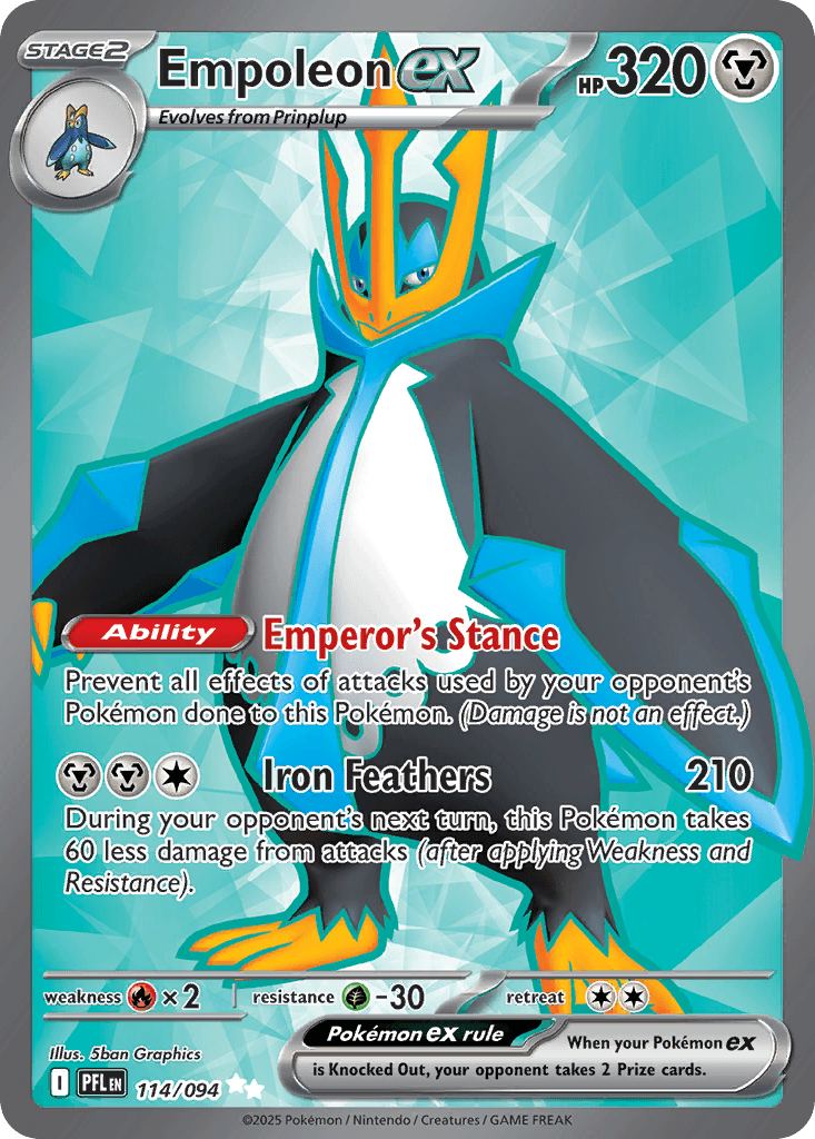 Empoleon ex - 114/094 — ME02: Phantasmal Flames Pokémon TCG card by 5ban Graphics