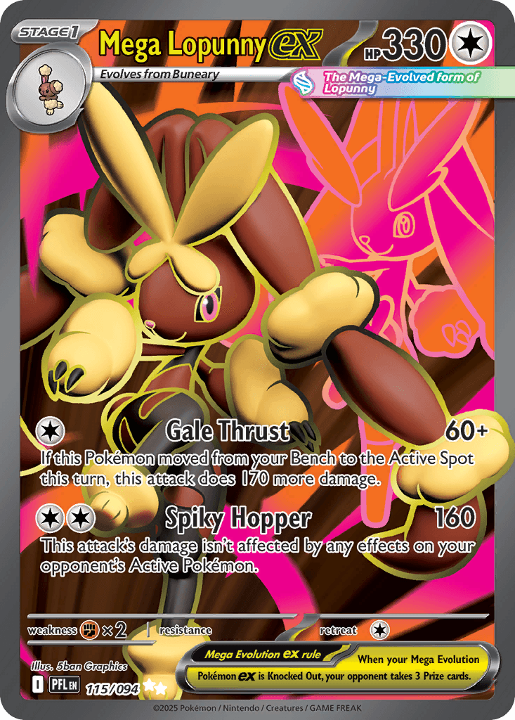Mega Lopunny ex - 115/094 — ME02: Phantasmal Flames Pokémon TCG card by 5ban Graphics