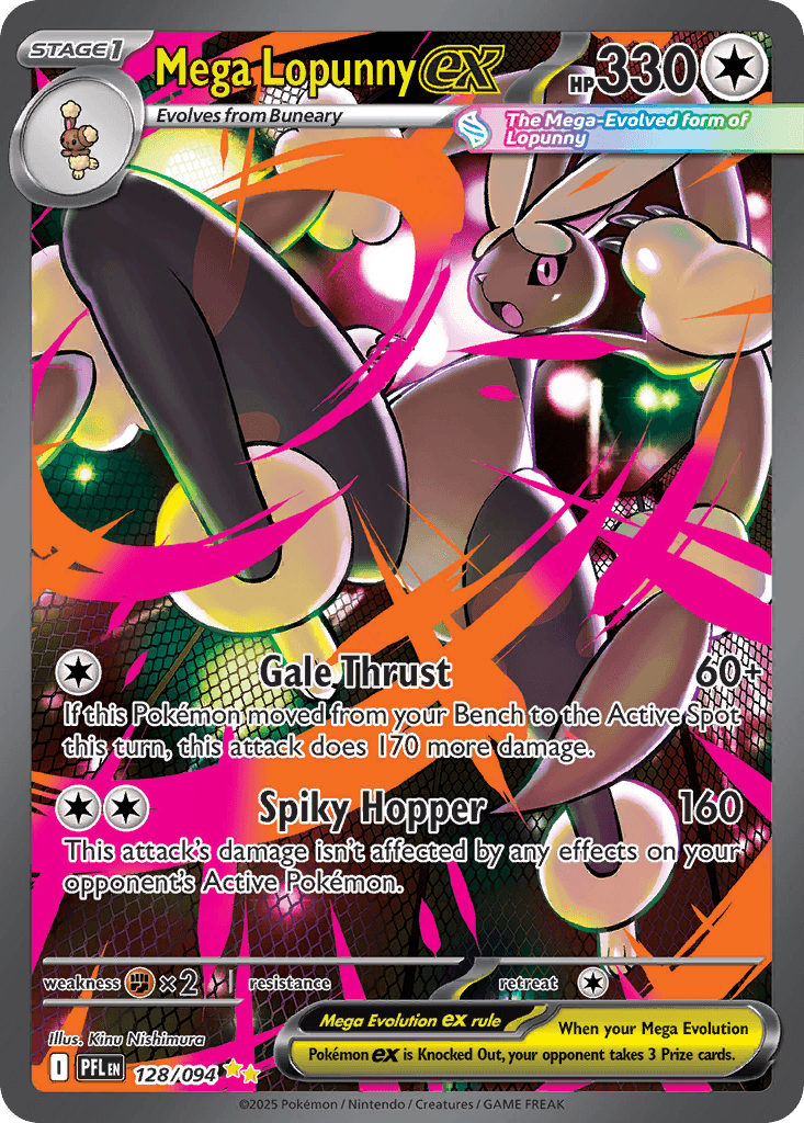Mega Lopunny ex - 128/094 — ME02: Phantasmal Flames Pokémon TCG card by Kinu Nishimura