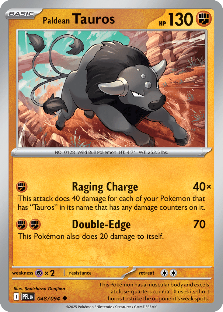 Paldean Tauros — ME02: Phantasmal Flames Pokémon TCG card by Souichirou Gunjima