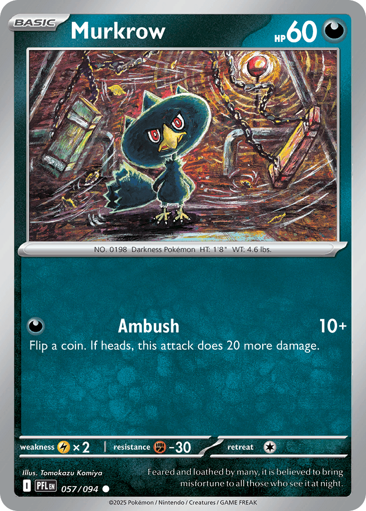 Murkrow — ME02: Phantasmal Flames Pokémon TCG card by Tomokazu Komiya