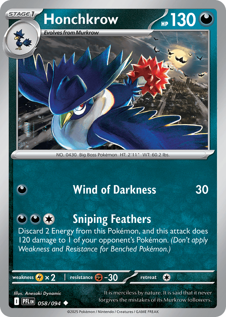 Honchkrow — ME02: Phantasmal Flames Pokémon TCG card by Anesaki Dynamic