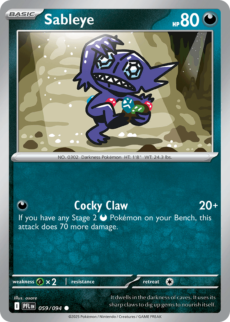 Sableye — ME02: Phantasmal Flames Pokémon TCG card by osare