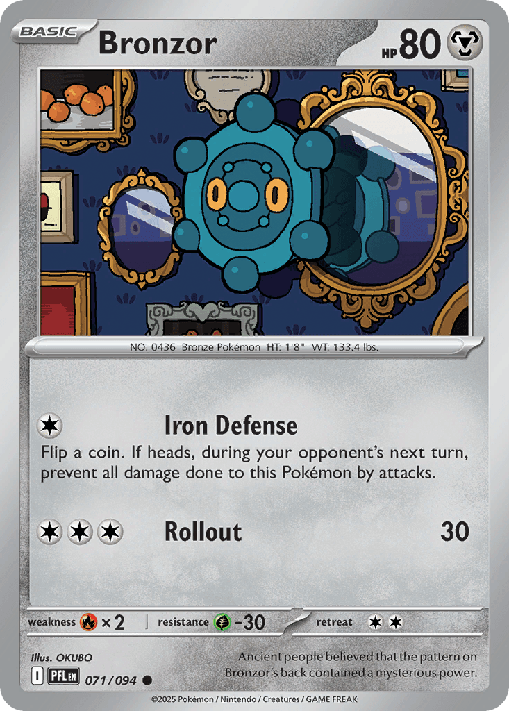 Bronzor — ME02: Phantasmal Flames Pokémon TCG card by OKUBO