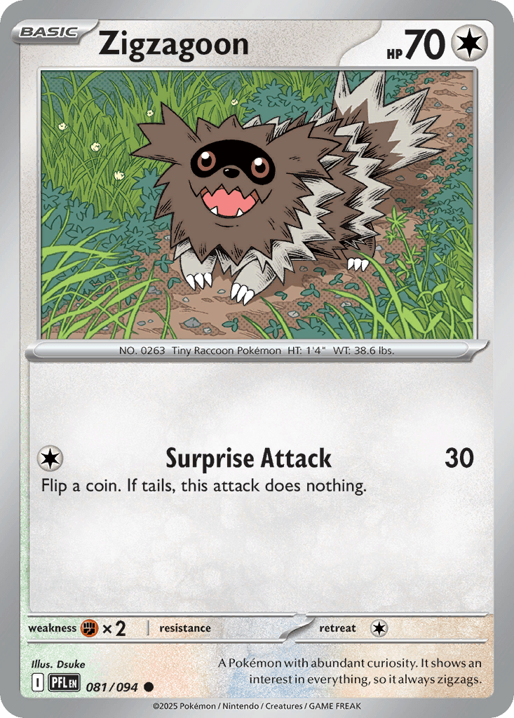 Zigzagoon — ME02: Phantasmal Flames Pokémon TCG card by Dsuke