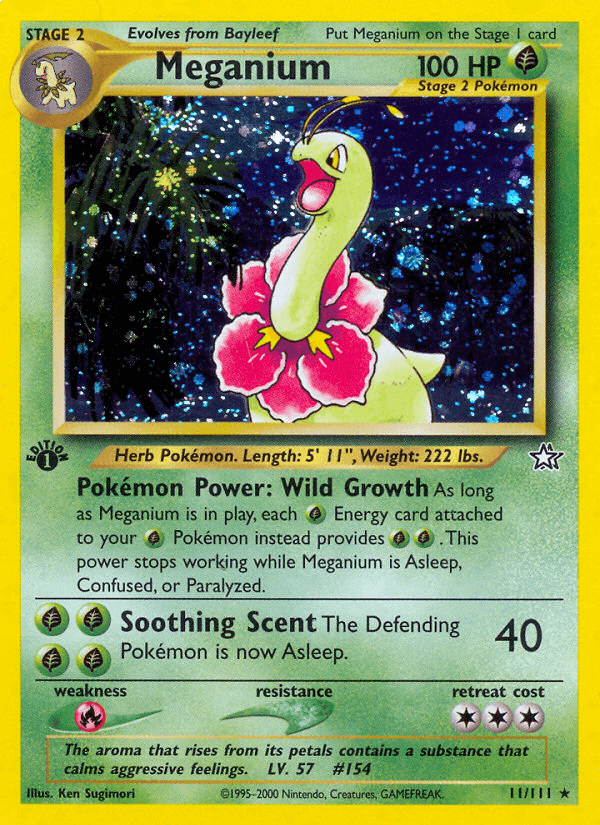 Meganium (11) — Neo Genesis Pokémon TCG card by Ken Sugimori