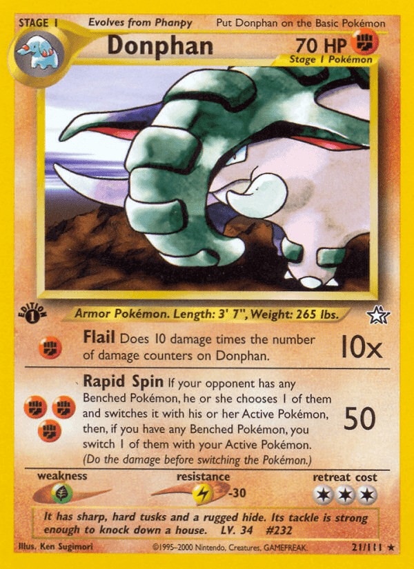 Donphan — Neo Genesis Pokémon TCG card by Ken Sugimori