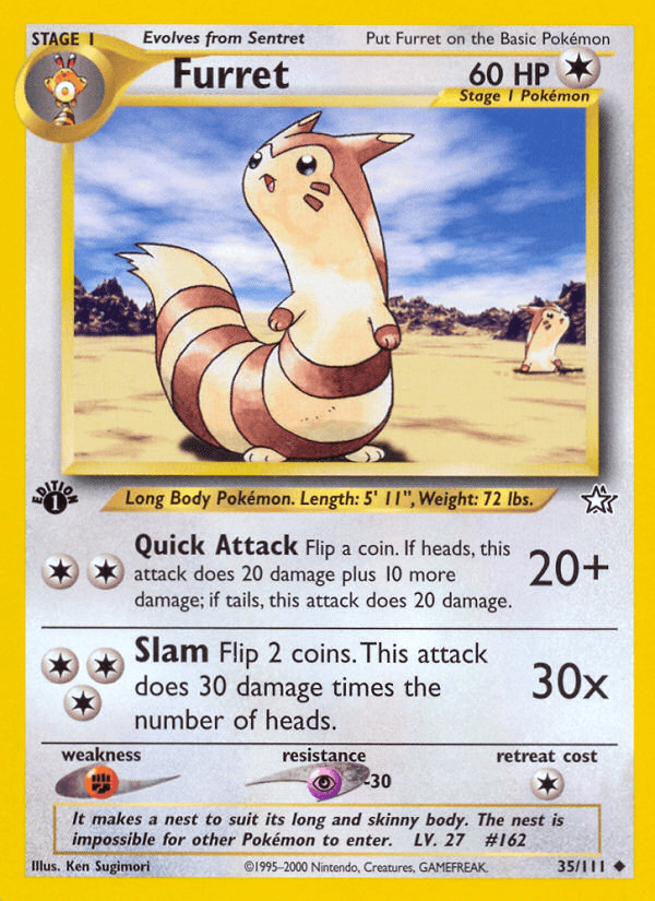 Furret — Neo Genesis Pokémon TCG card by Ken Sugimori