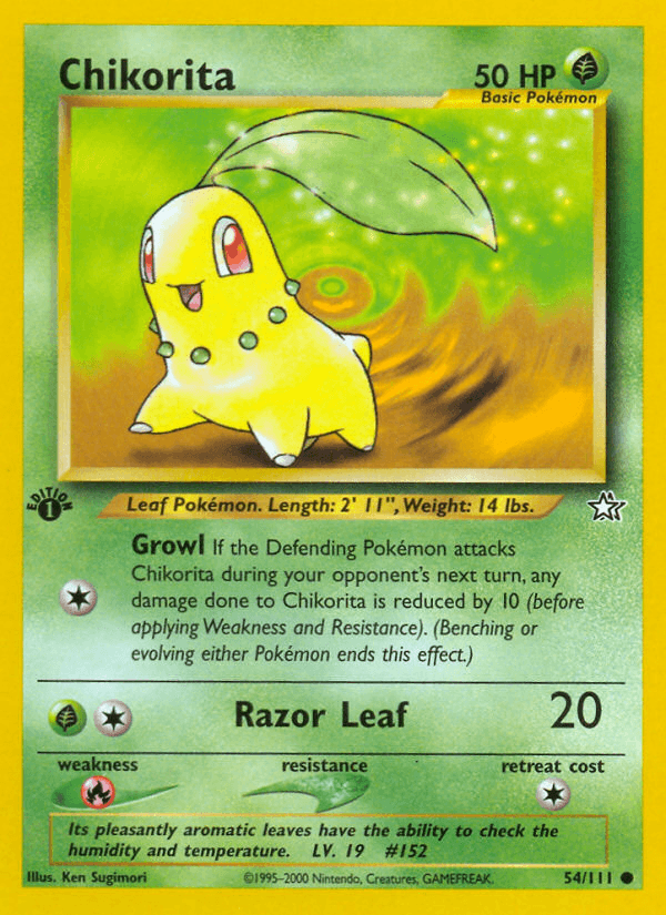 Chikorita — First Partner Pack Pokémon TCG card by Ken Sugimori