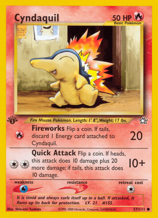 Cyndaquil (57) — Neo Genesis Pokémon TCG card by Shin-ichi Yoshida