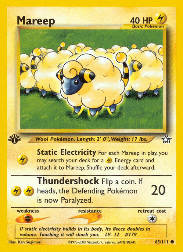 Mareep — Neo Genesis Pokémon TCG card by Ken Sugimori