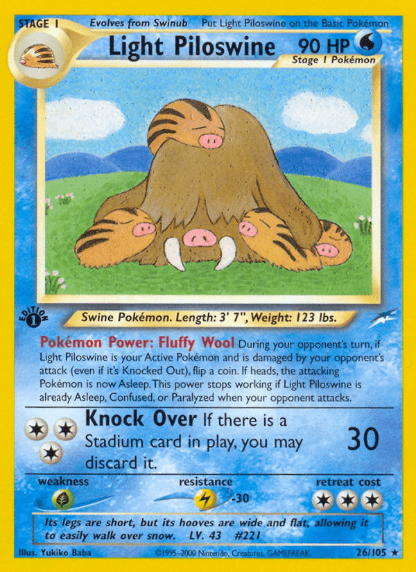 Light Piloswine — Neo Destiny Pokémon TCG card by Yukiko Baba