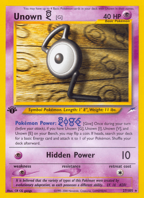 Unown [G] — Neo Destiny Pokémon TCG card by CR CG gangs