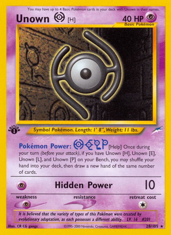 Unown [H] — Neo Destiny Pokémon TCG card by CR CG gangs