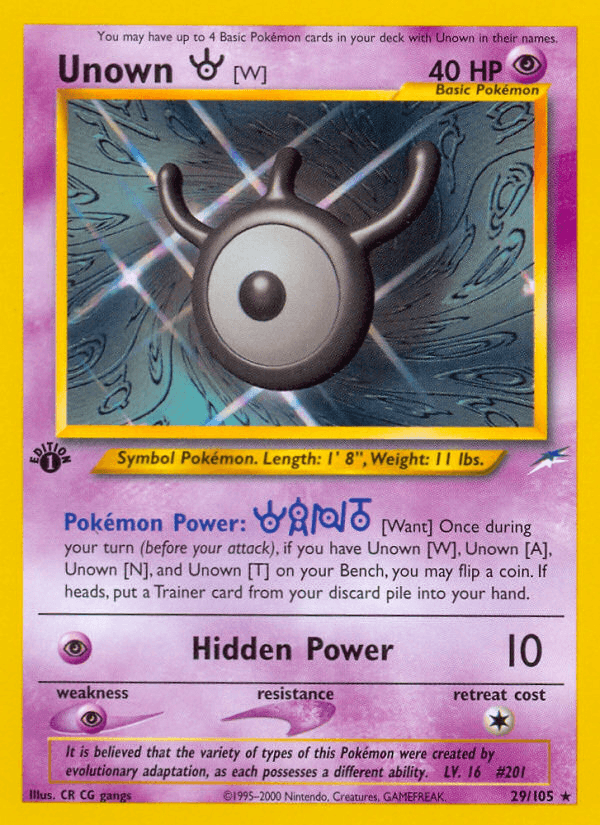 Unown [W] — Neo Destiny Pokémon TCG card by CR CG gangs