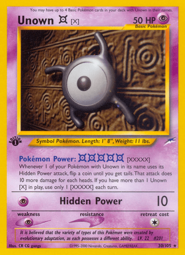 Unown [X] — Neo Destiny Pokémon TCG card by CR CG gangs