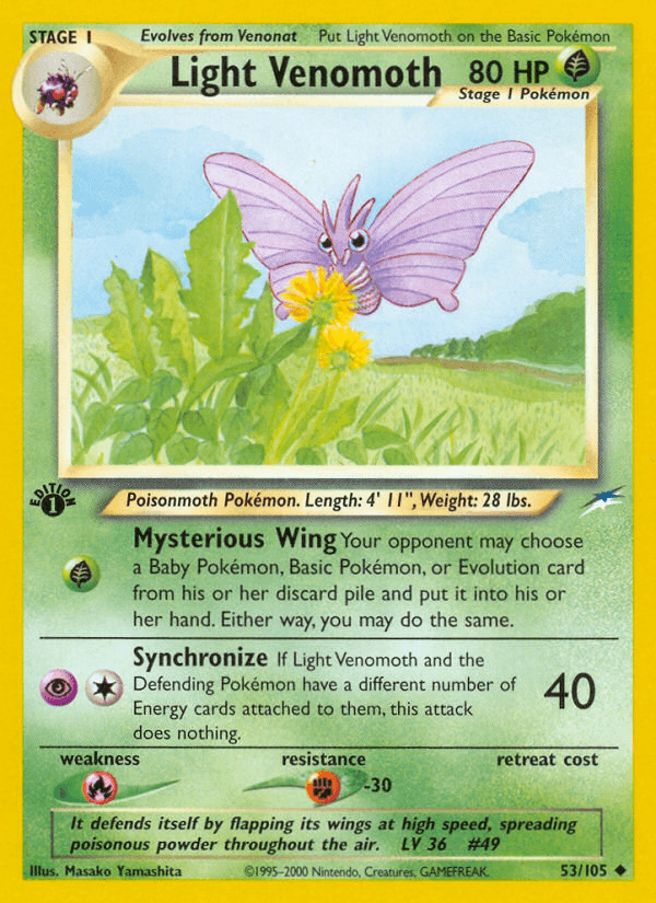 Light Venomoth — Neo Destiny Pokémon TCG card by Masako Yamashita