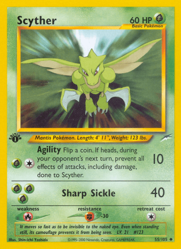 Scyther — Neo Destiny Pokémon TCG card by Shin-ichi Yoshida