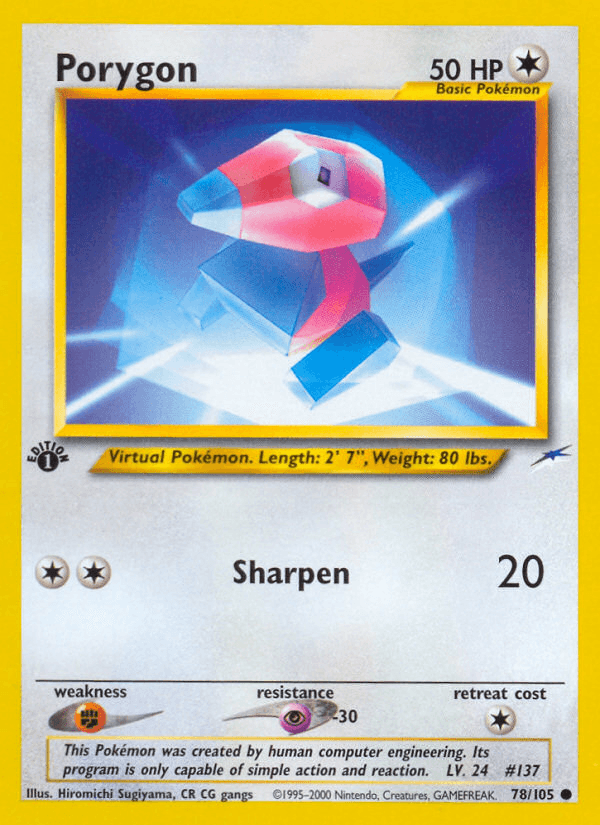Porygon — Neo Destiny Pokémon TCG card by Hiromichi Sugiyama, CR CG gangs