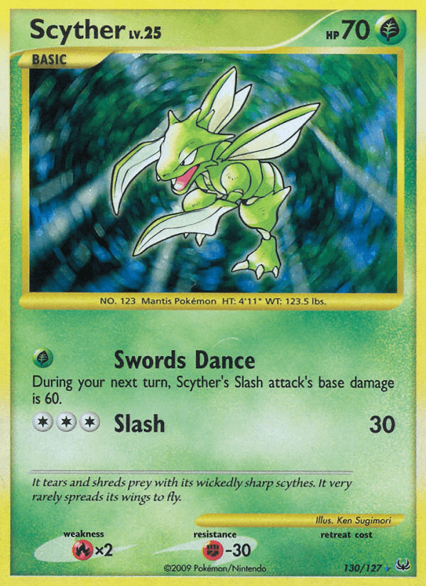 Scyther — Platinum Pokémon TCG card by Ken Sugimori