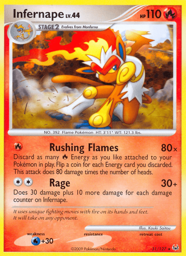Infernape — Platinum Pokémon TCG card by Kouki Saitou