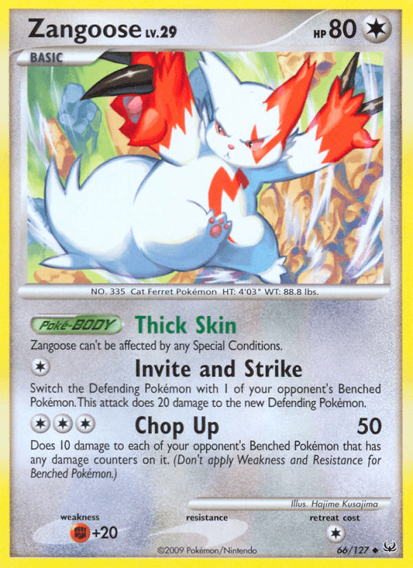 Zangoose — Platinum Pokémon TCG card by Hajime Kusajima