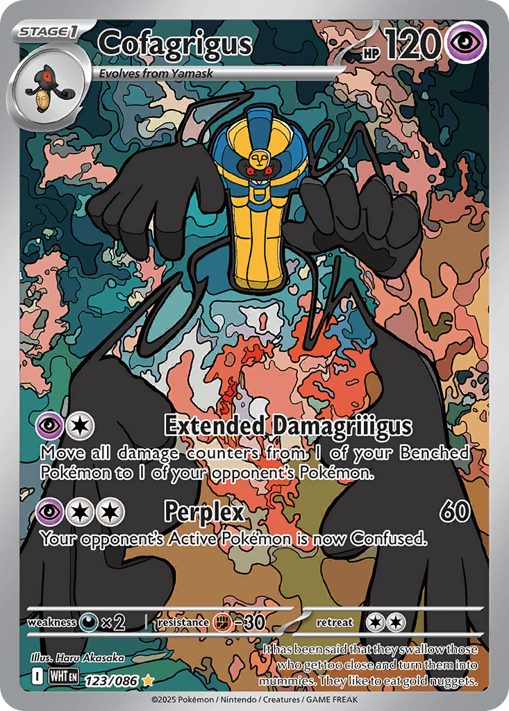 Cofagrigus - 123/086 — SV: White Flare Pokémon TCG card by Haru Akasaka